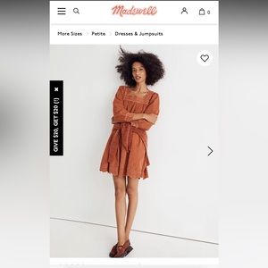 NEW Petite Embroidered Corduroy Square-Neck Mini Dress. Petite Large.